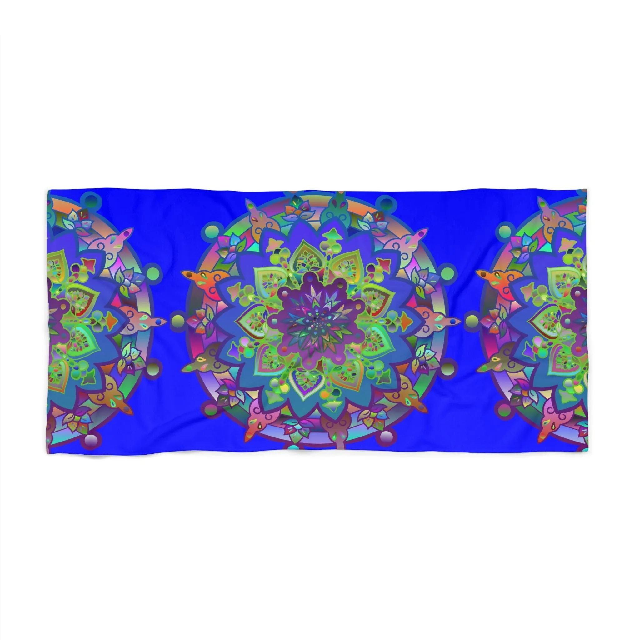 Handmade Mandala Design Beach Towel - Bright Blue