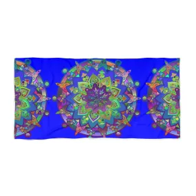 Handmade Mandala Design Beach Towel - Bright Blue