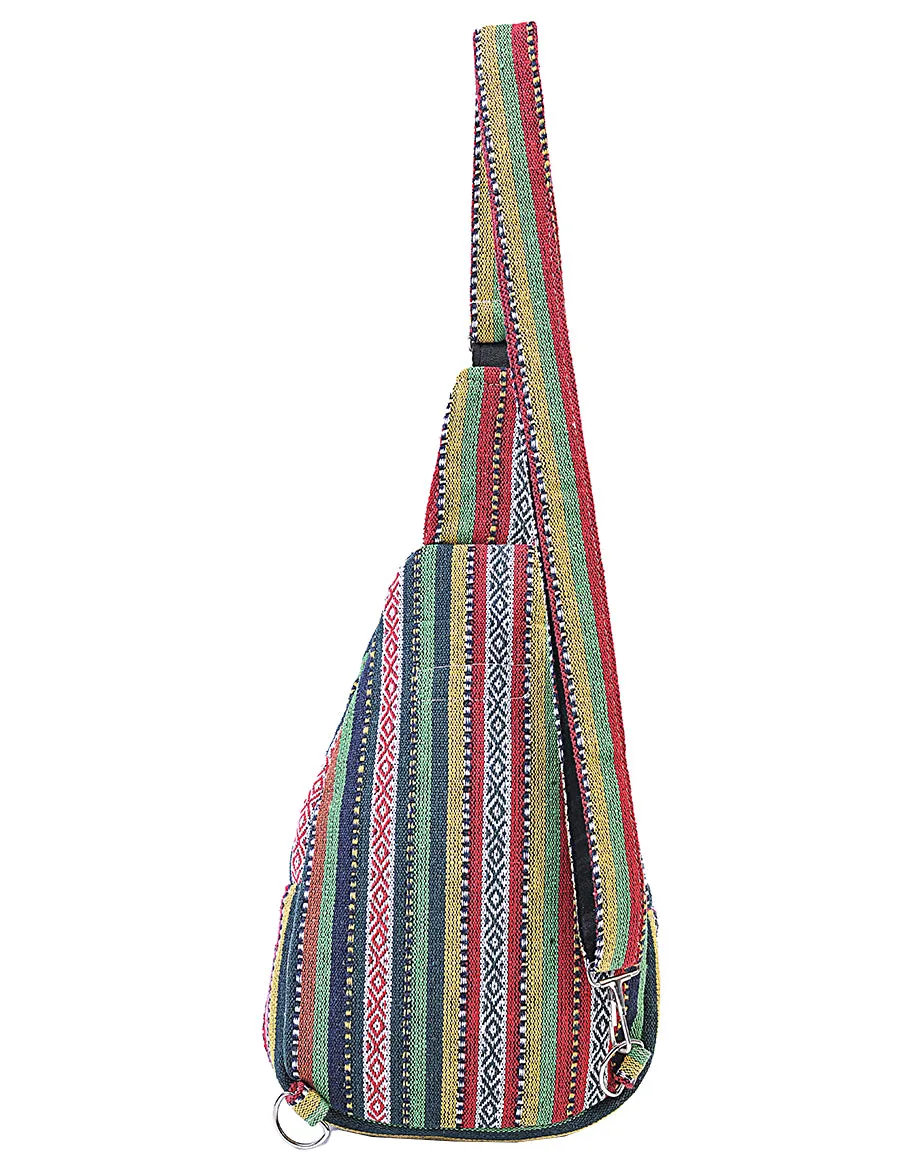 Hippie Boho Cotton Bohemian Crossbody Sling Bag Backpack