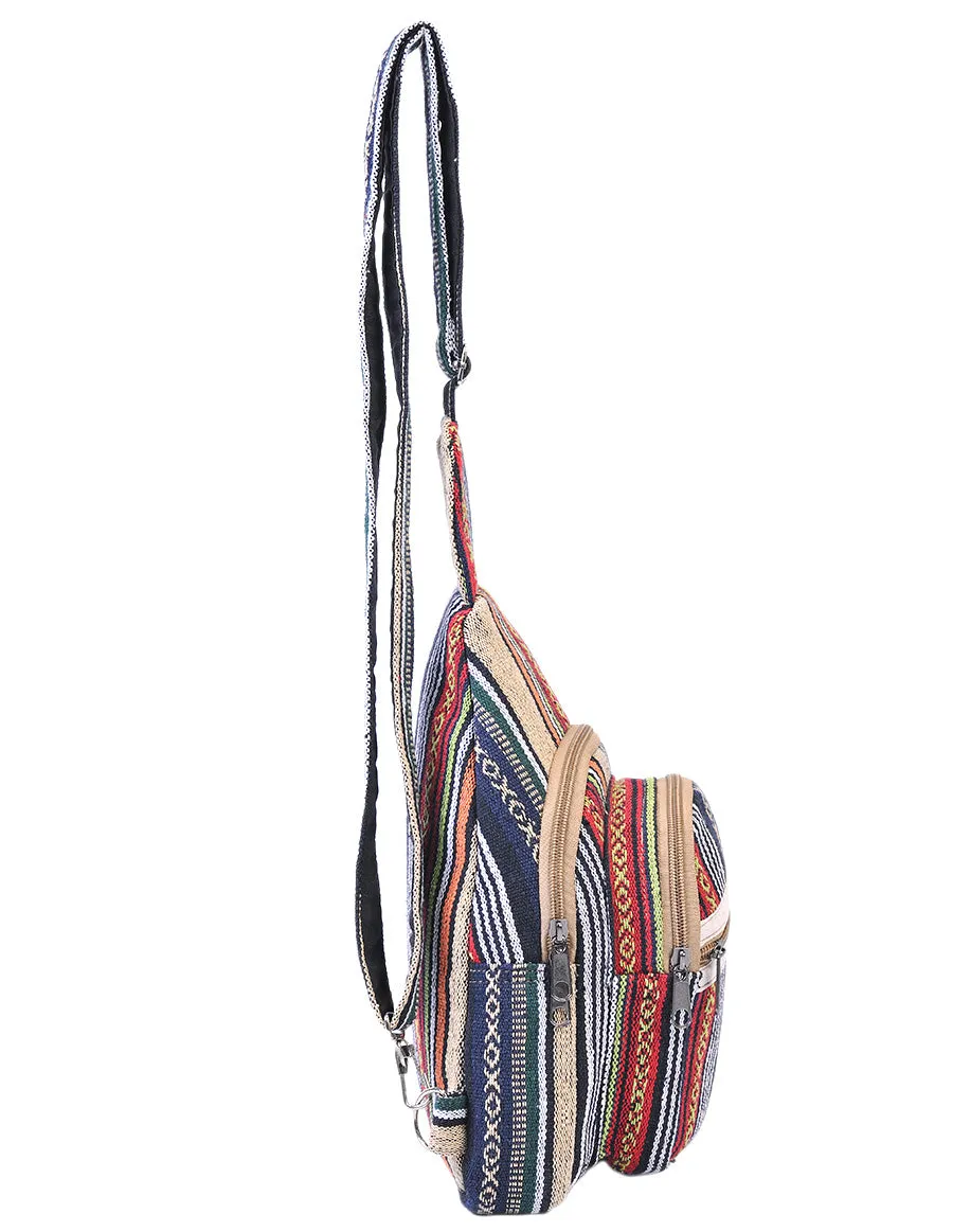 Hippie Boho Cotton Bohemian Crossbody Sling Bag Backpack