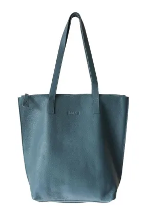 HOOPLA LEATHER SMALL ZIP TOTE TEAL BLUE