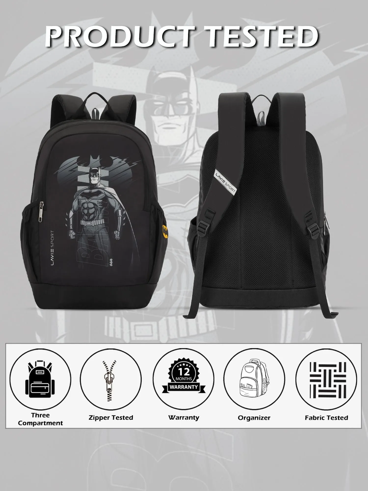 Lavie Sport Batman Vigilante 33L Casual Laptop Backpack For Men/Women & Boys/Girls Black