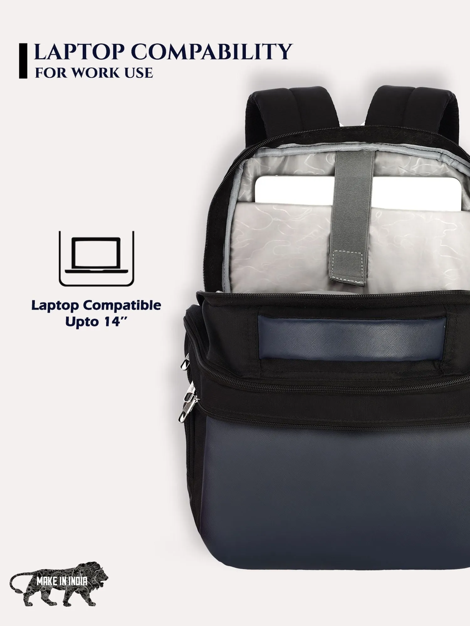 Lavie Sport Prodigy 22L Laptop Unisex Backpack For Men & Women|Casual Backpack for Girls & Boys Navy