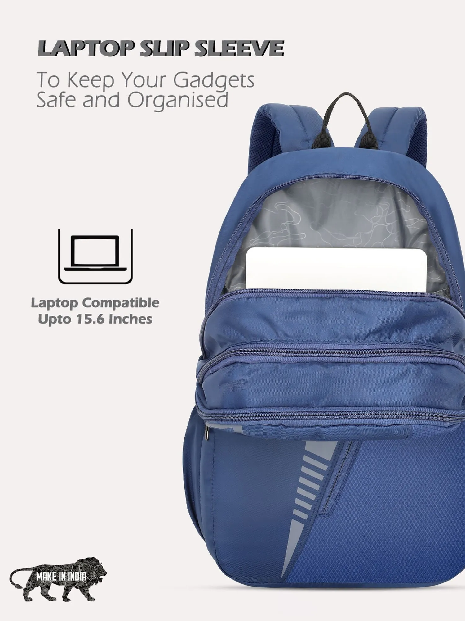 Lavie Sport Tribal 37L College Bag For Boys & Girls|Backpack For Men & Women Navy