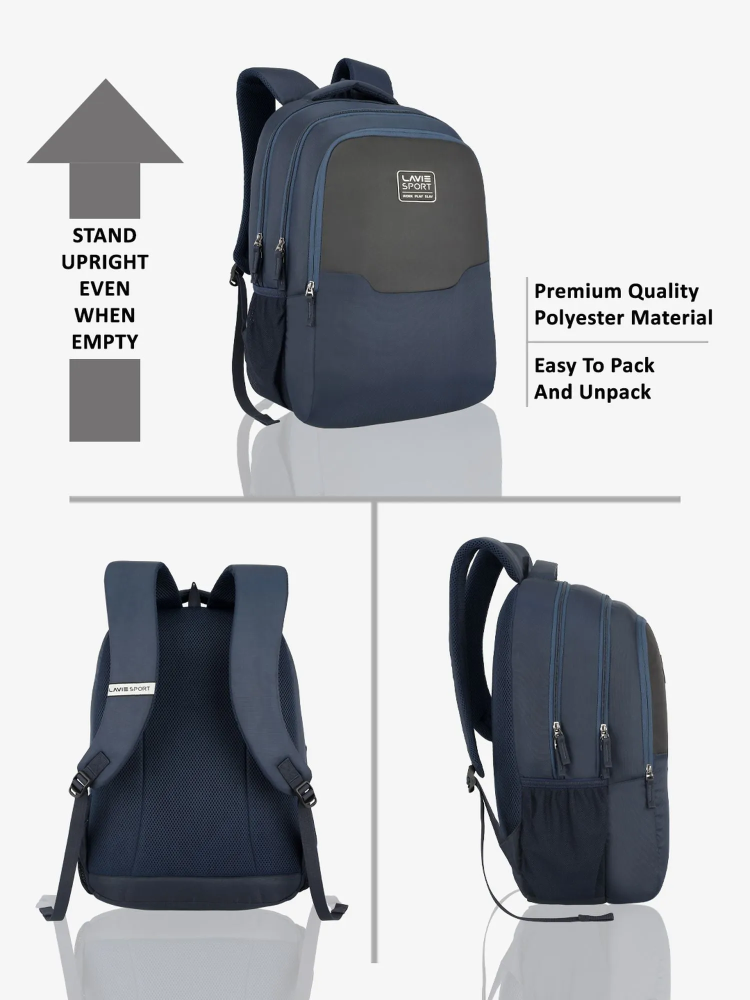 Lavie Sport Urban 31L Laptop Backpack For Men & Women | Boys & Girls Navy