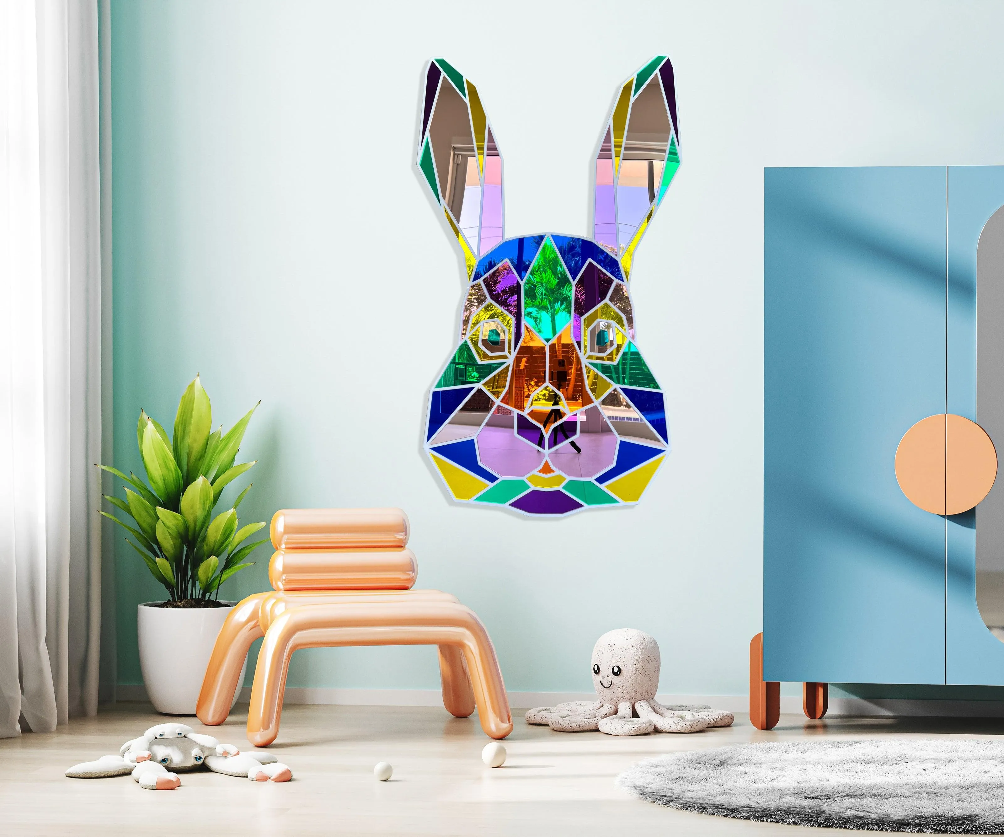 Mirrored Acrylic Rabbit Wall Decor Kids Art