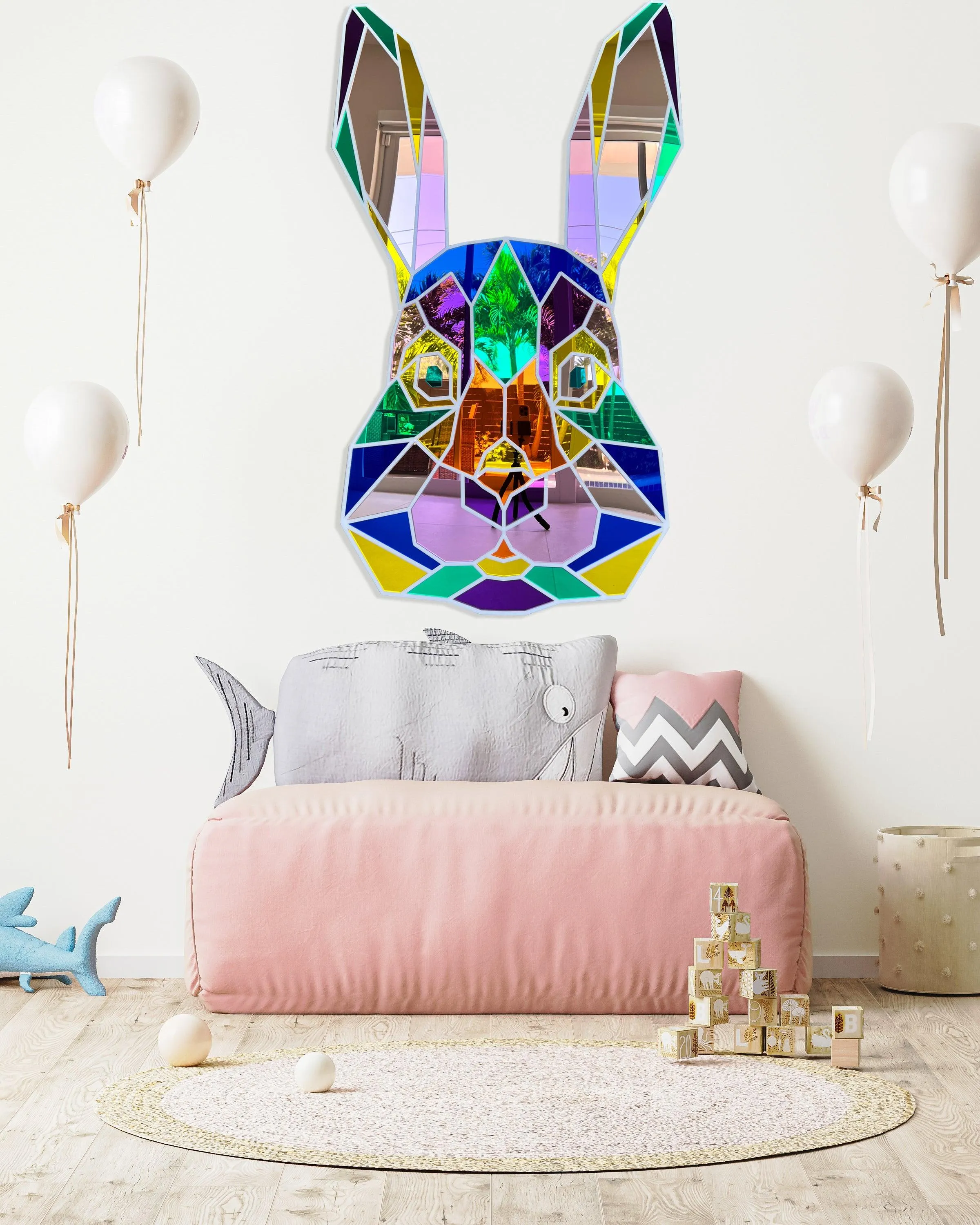 Mirrored Acrylic Rabbit Wall Decor Kids Art