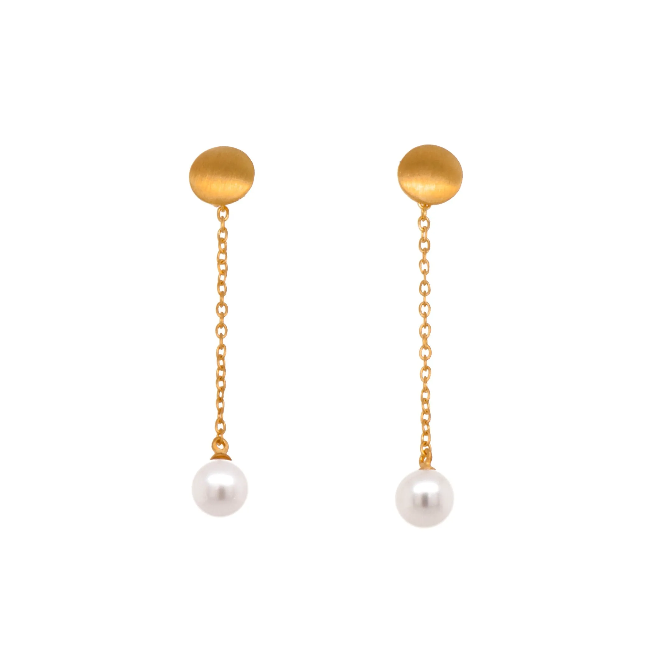 Moon Chain Drop Earrings 24K Gold Vermeil