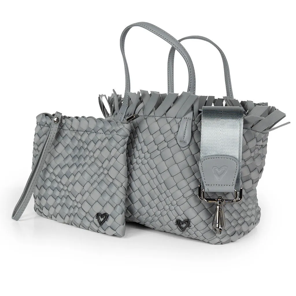 NEW: Taunton Small Woven Tote (Fringed Top) - Slate