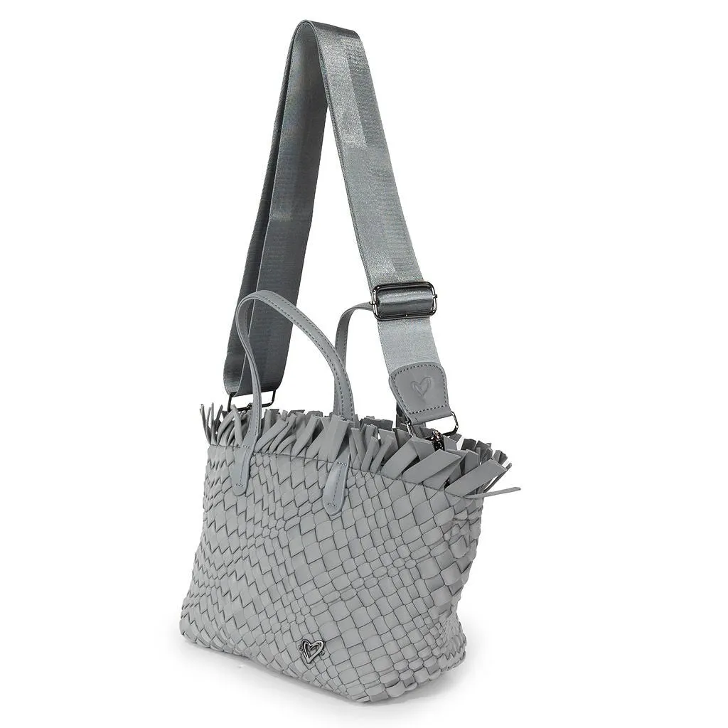 NEW: Taunton Small Woven Tote (Fringed Top) - Slate