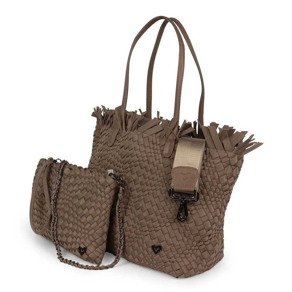 NEW Vulcan Woven Large Tote (Fringed Top) - Buff