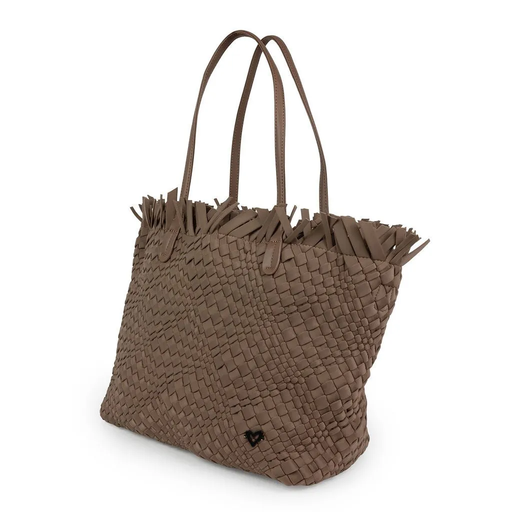 NEW Vulcan Woven Large Tote (Fringed Top) - Buff