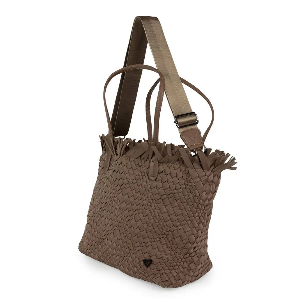 NEW Vulcan Woven Large Tote (Fringed Top) - Buff