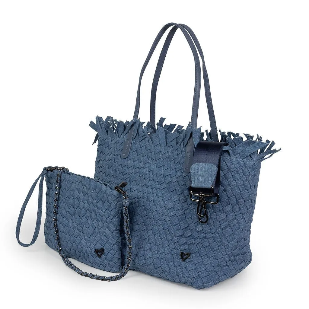 NEW Vulcan Woven Large Tote (Fringed Top) - Denim