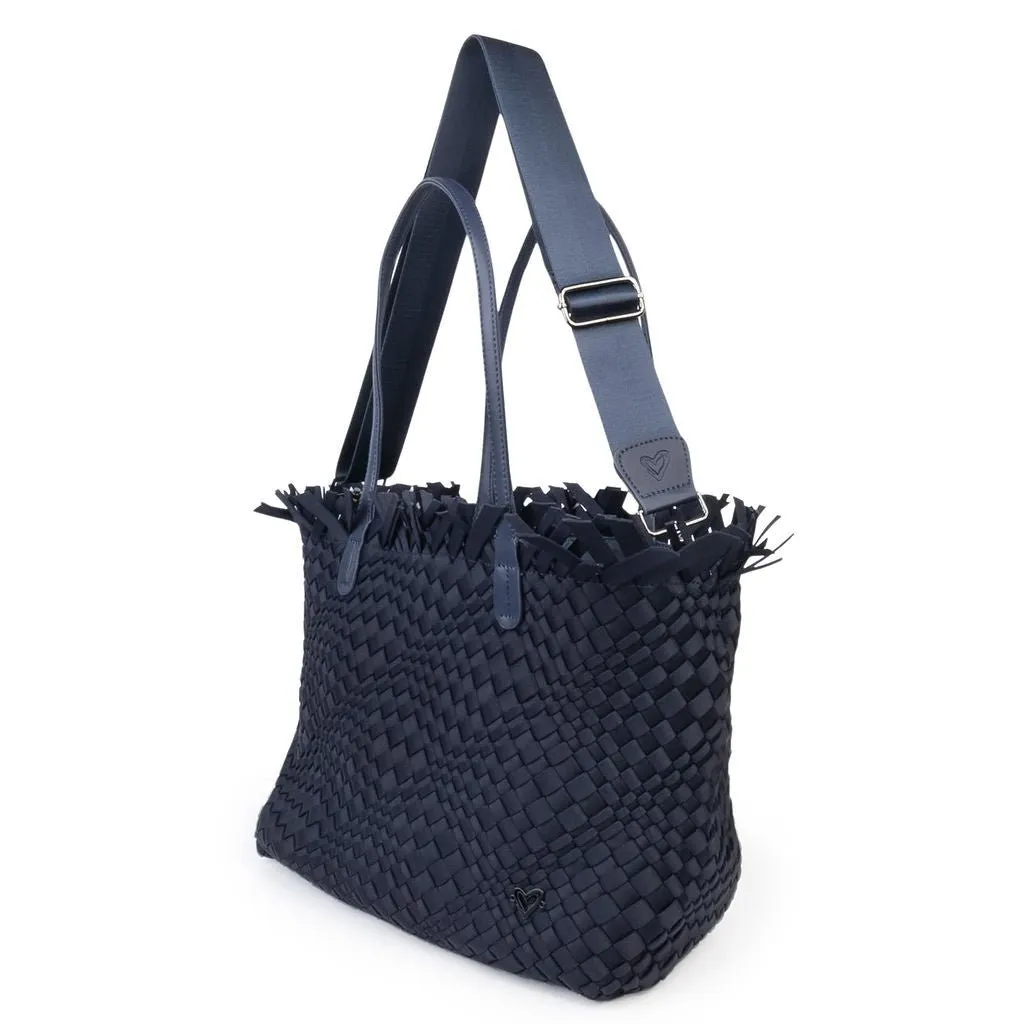 NEW Vulcan Woven Large Tote (Fringed Top) - Navy