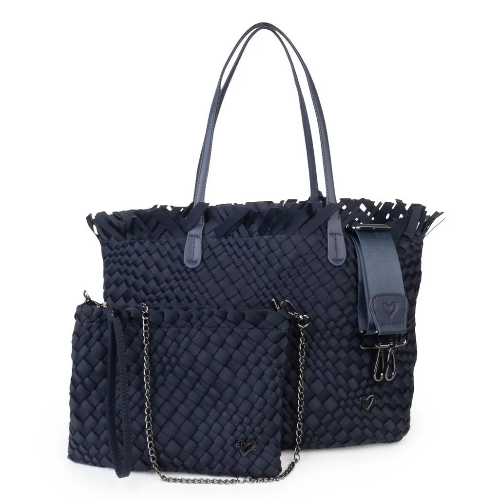 NEW Vulcan Woven Large Tote (Fringed Top) - Navy