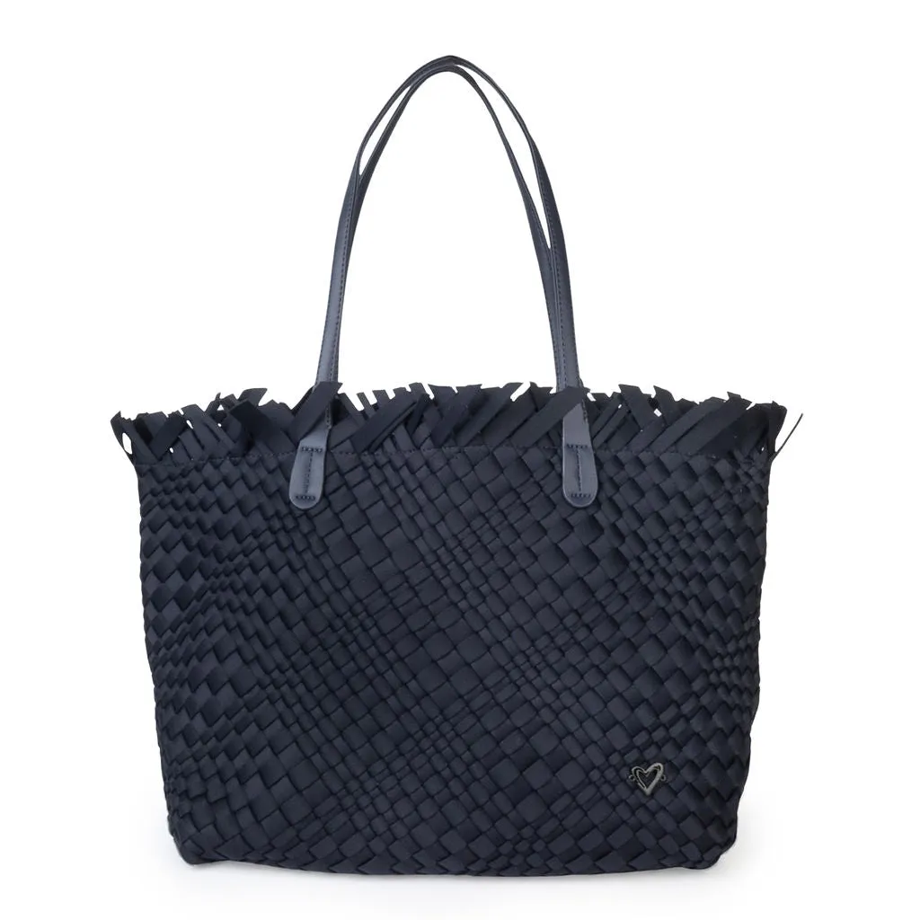 NEW Vulcan Woven Large Tote (Fringed Top) - Navy