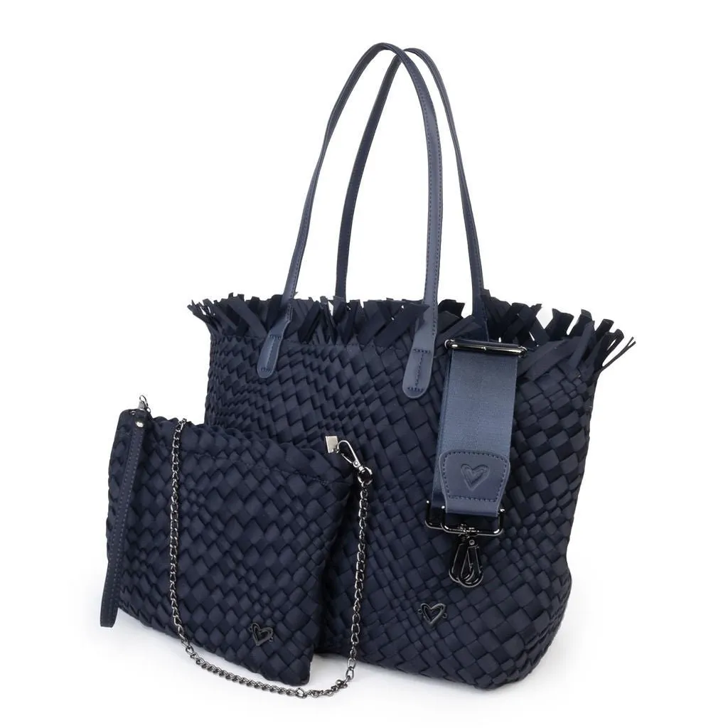 NEW Vulcan Woven Large Tote (Fringed Top) - Navy