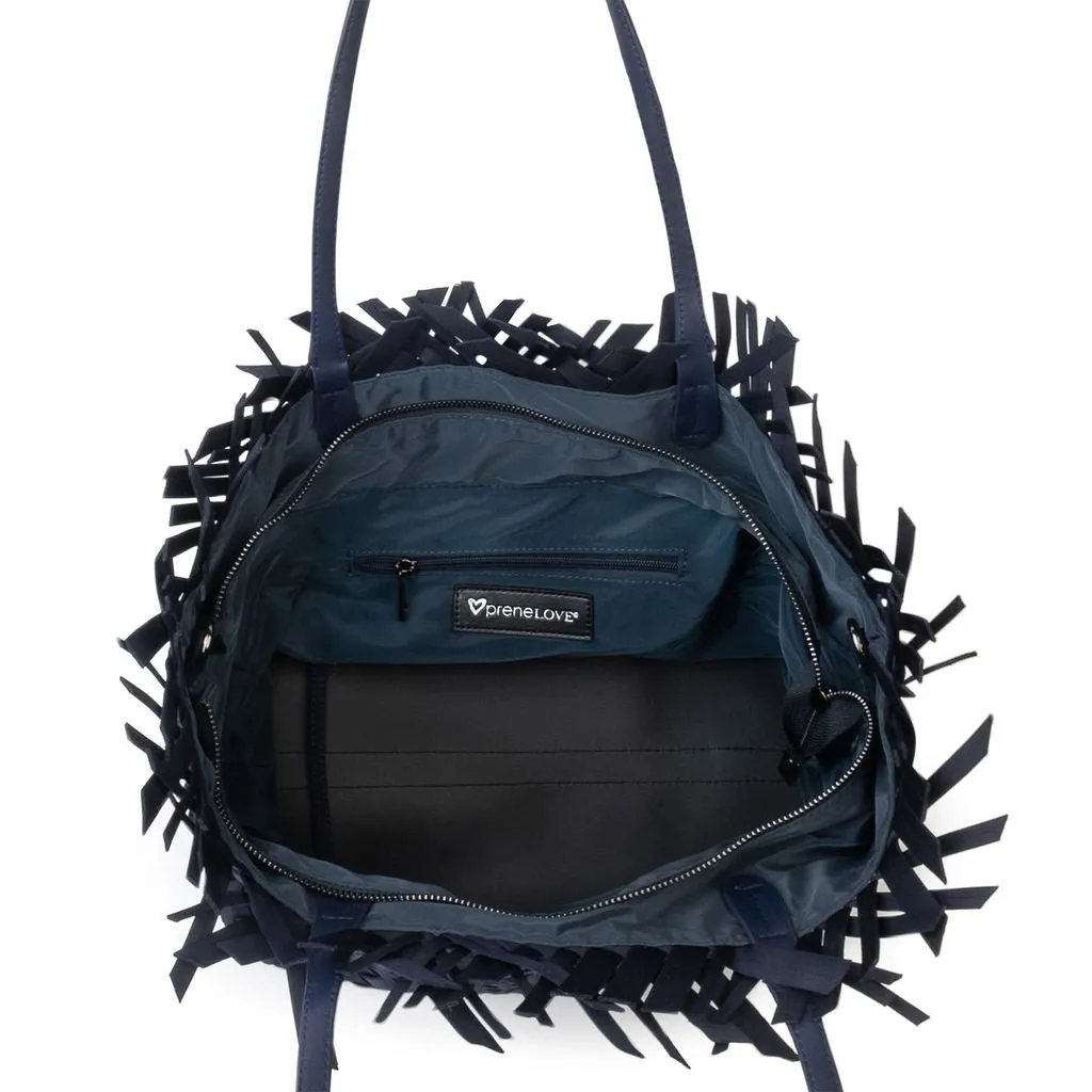 NEW Vulcan Woven Large Tote (Fringed Top) - Navy