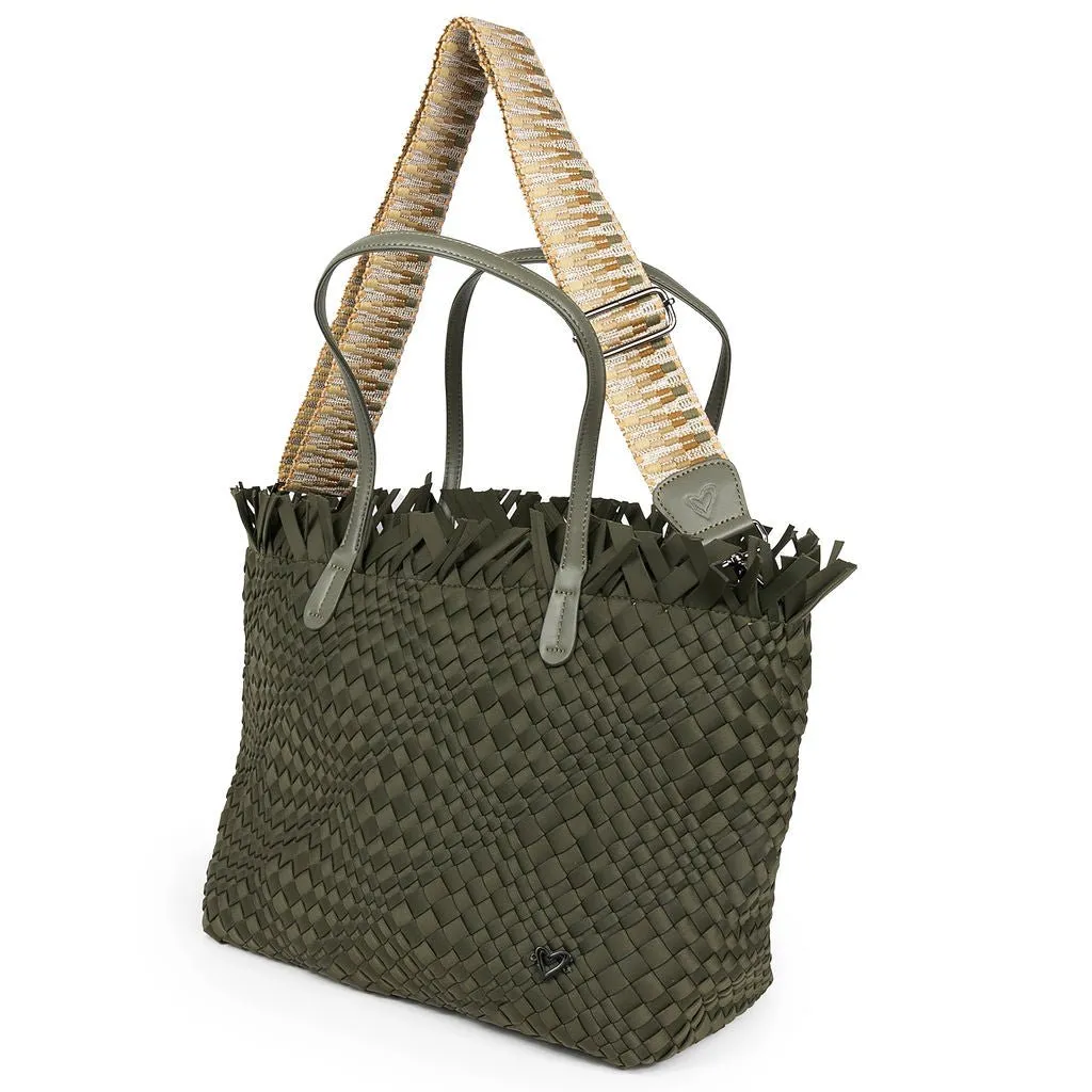 NEW Vulcan Woven Large Tote (Fringed Top) - Olive