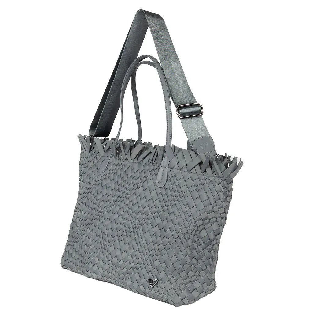 NEW: Vulcan Woven Large Tote (Fringed Top) - Slate