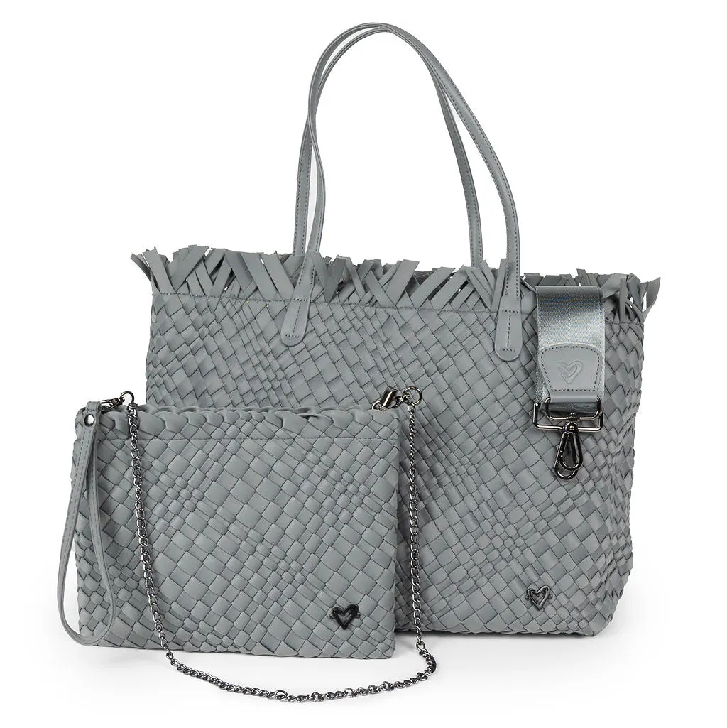 NEW: Vulcan Woven Large Tote (Fringed Top) - Slate