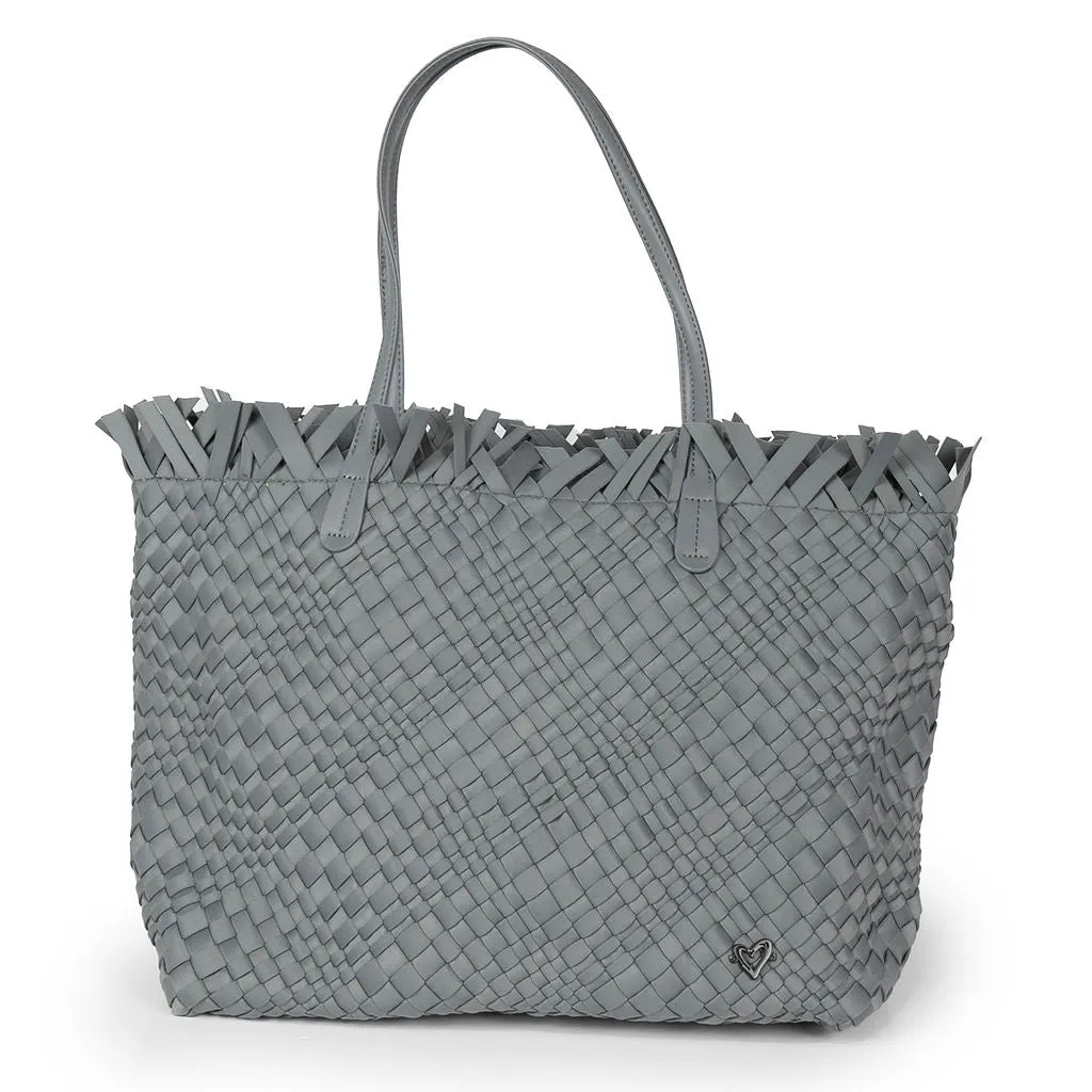 NEW: Vulcan Woven Large Tote (Fringed Top) - Slate