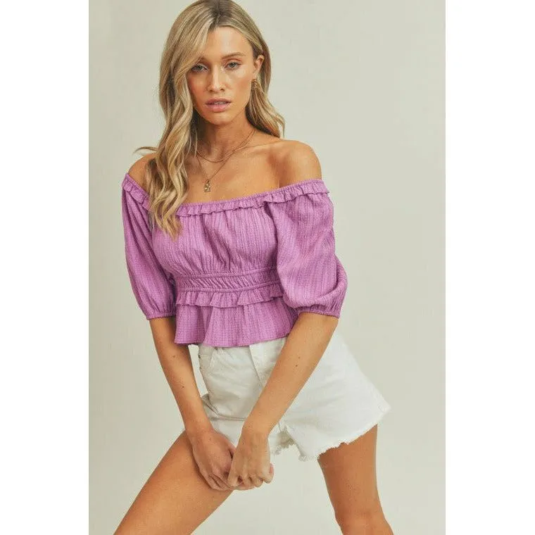 Puff Sleeve Elastic Waist Blouse