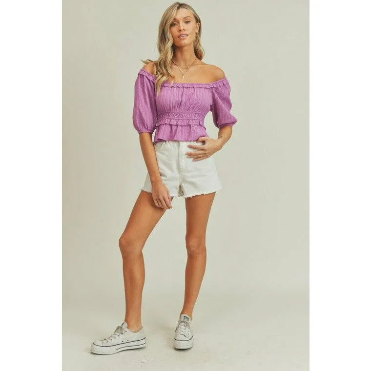 Puff Sleeve Elastic Waist Blouse