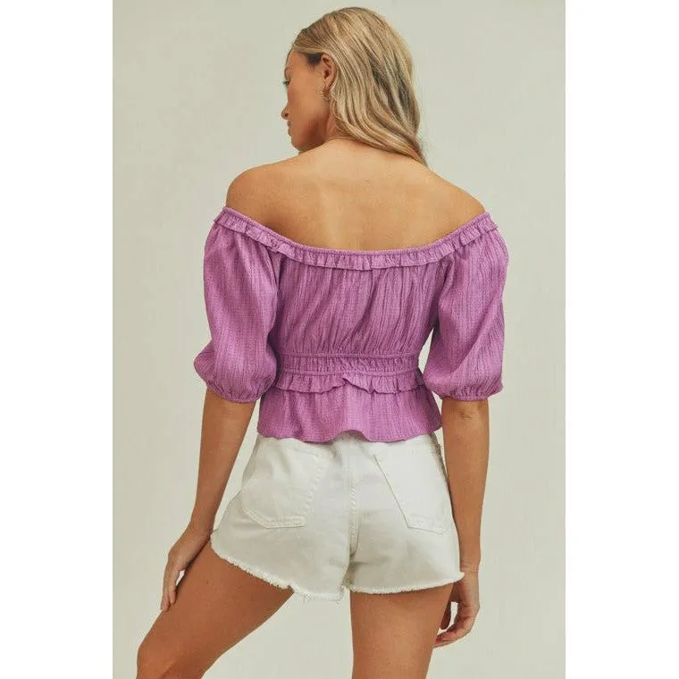 Puff Sleeve Elastic Waist Blouse