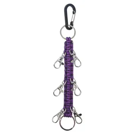 Purple NGIL Glitter Paracord Cheer Hairbow Holder for Backpack, Dance Team Hairbow Keychain with Carabiner