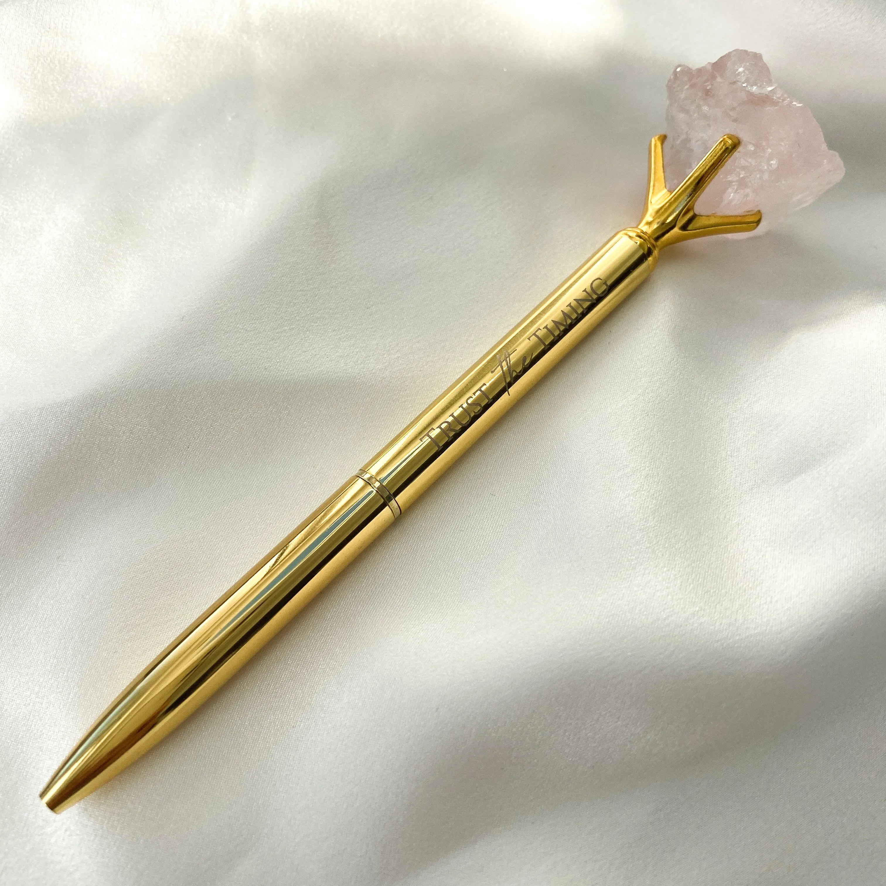 Rose Quartz Crystal Pen (Gold/ Silver/ Rose Gold)