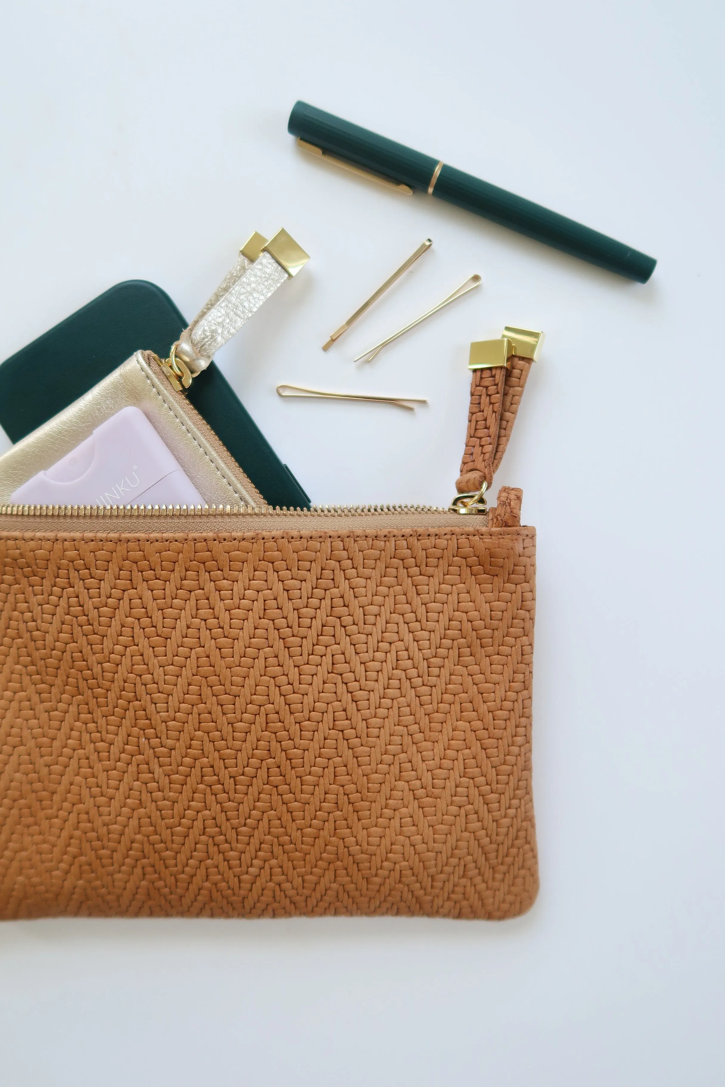 TIP POUCH (LOOPS) | TAN HERRINGBONE