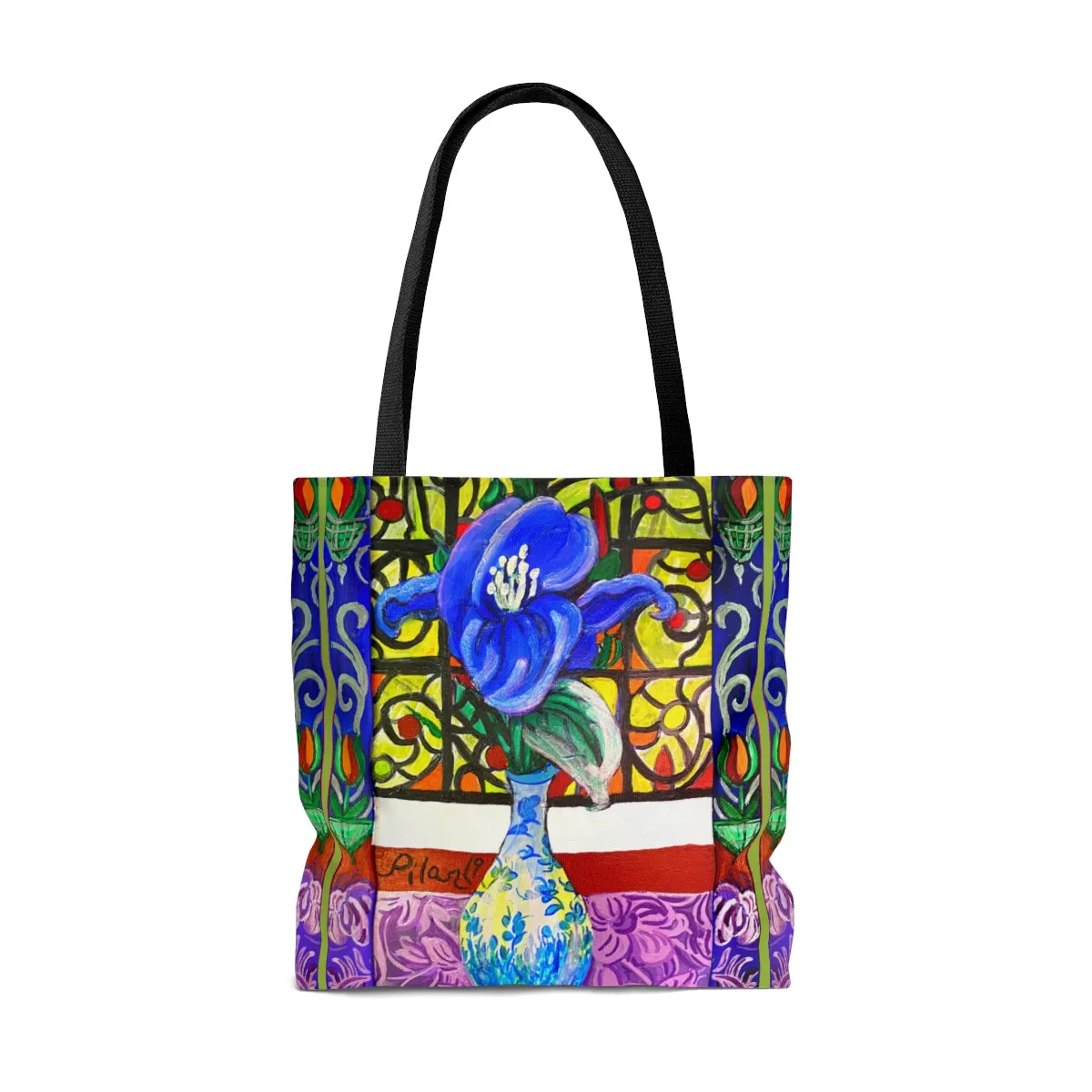 Tote Bag - Blue Magnolia and Stained Glass