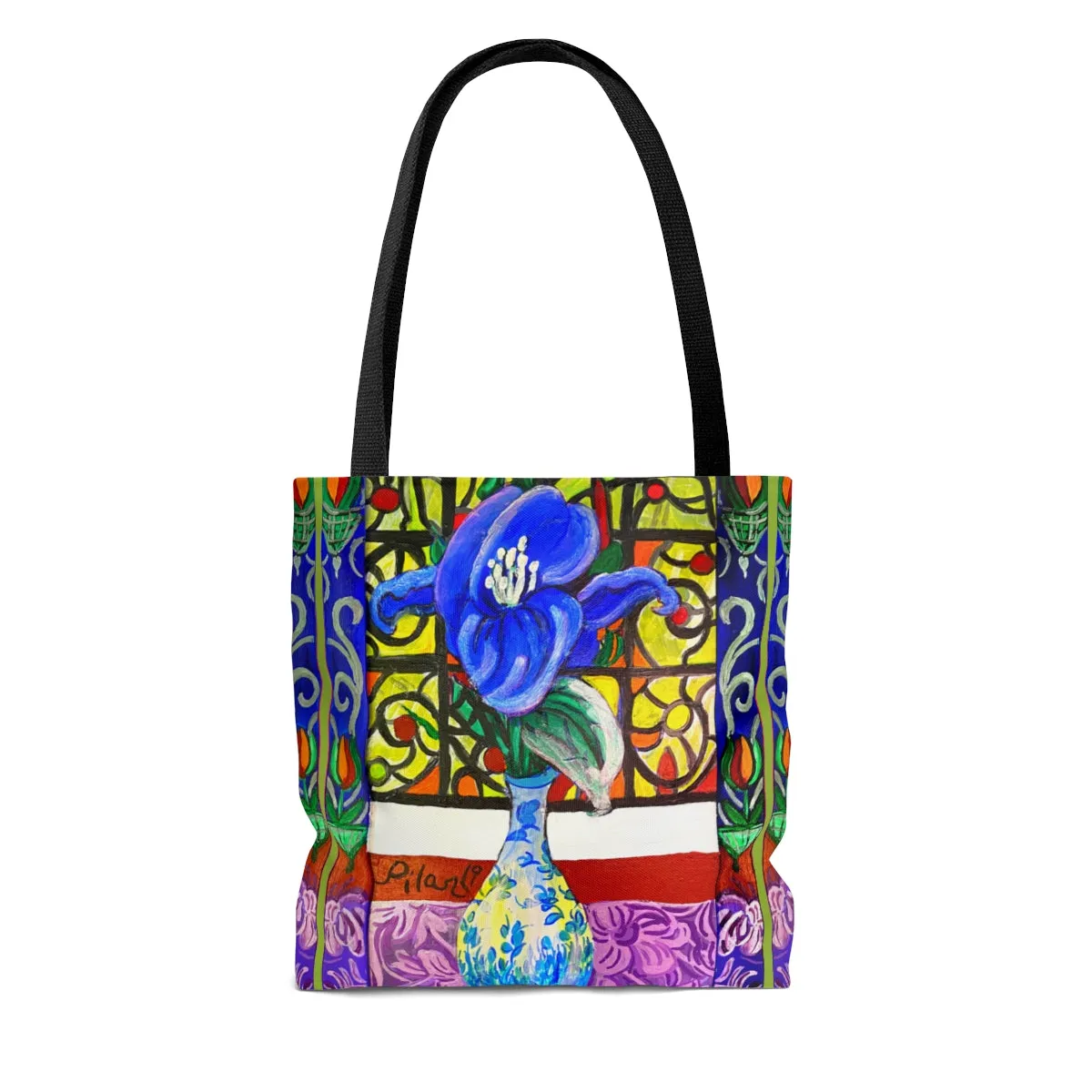 Tote Bag - Blue Magnolia and Stained Glass