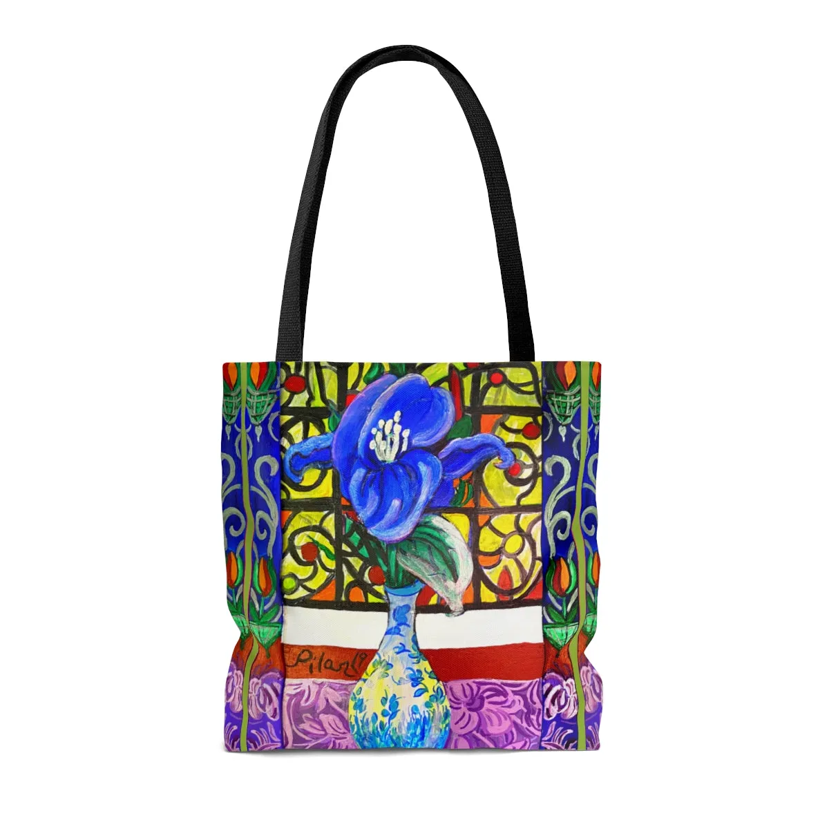 Tote Bag - Blue Magnolia and Stained Glass